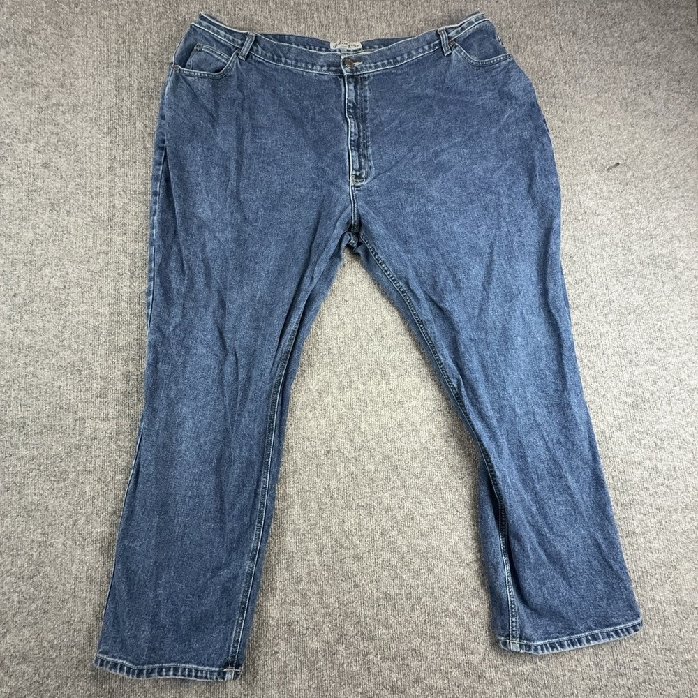 St. John's Bay Jeans Womens 32W Medium Wash Blue High Rise Relaxed Tapered Denim